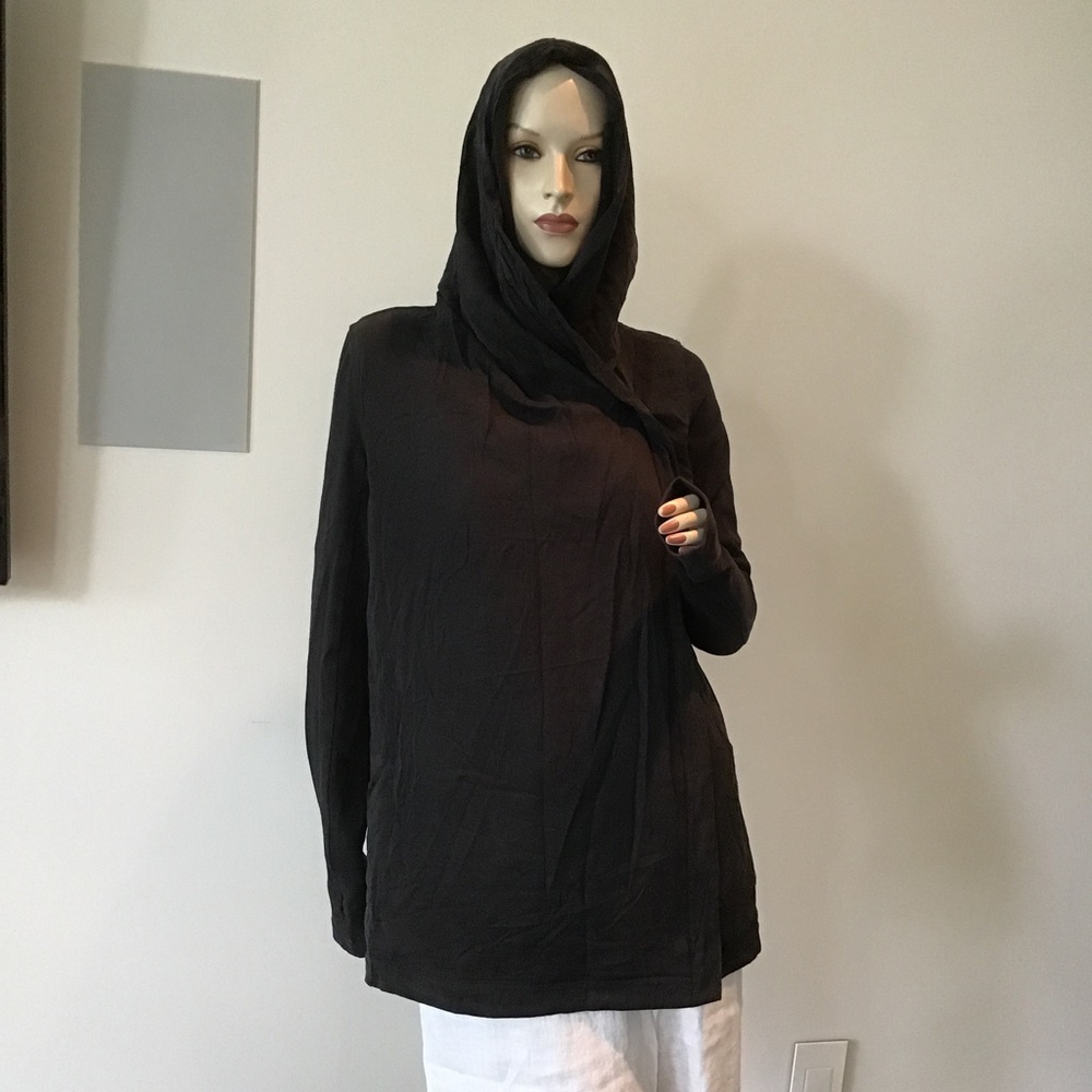 Lululemon Blissed Out Wrap Jacket‎ Hoodie Hood Black Tencel Luon 6 Yoga To From